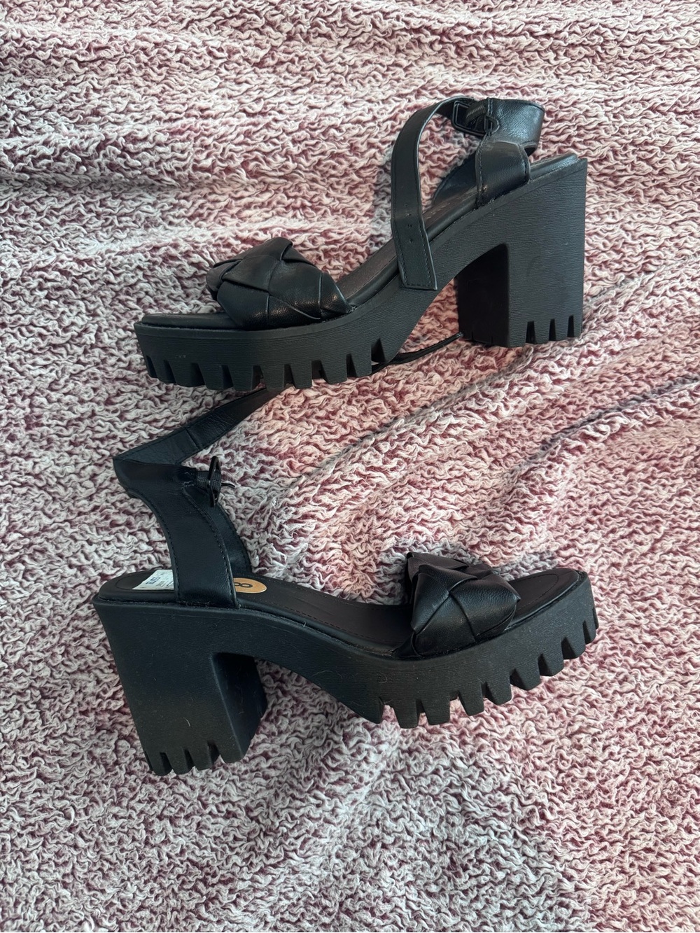Madden Girl Black Chunky Platform Block Heel Sandals